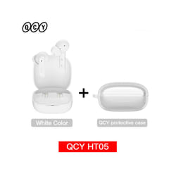 QCY HT05 ANC Wireless Earphone 40dB Noise Cancelling Bluetooth 5.2 Headphone - HT05 White with Case