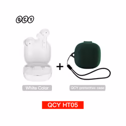 QCY HT05 ANC Wireless Earphone 40dB Noise Cancelling Bluetooth 5.2 Headphone - White with Case02