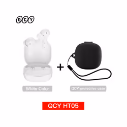 QCY HT05 ANC Wireless Earphone 40dB Noise Cancelling Bluetooth 5.2 Headphone - White with Case01