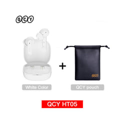 QCY HT05 ANC Wireless Earphone 40dB Noise Cancelling Bluetooth 5.2 Headphone - White with Pouch