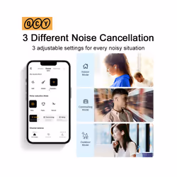 QCY HT05 ANC Wireless Earphone 40dB Noise Cancelling Bluetooth 5.2 Headphone - White with Pouch