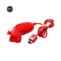 For Nintendo Wii Game Controller 5 colors Nunchuck Hand Curved Game Handle - red