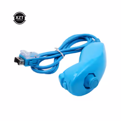 For Nintendo Wii Game Controller 5 colors Nunchuck Hand Curved Game Handle - blue
