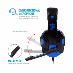Gaming Headphones 3.5MM Wired PC Bass Stereo Gamer Headset Phone Laptop - Black