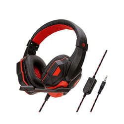 Gaming Headphones 3.5MM Wired PC Bass Stereo Gamer Headset Phone Laptop - Red