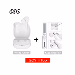 QCY HT05 ANC Wireless TWS Bluetooth 5.2 Earphones 40dB Active Noise Cancellation - White with ClearPen