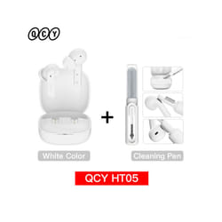 QCY HT05 ANC Wireless TWS Bluetooth 5.2 Earphones 40dB Active Noise Cancellation - White with ClearPen