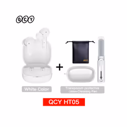 QCY HT05 ANC Wireless TWS Bluetooth 5.2 Earphones 40dB Active Noise Cancellation - Whi with Accessories