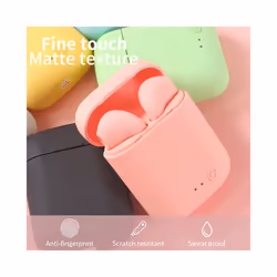 TWS I12 Macaron Wireless Bluetooth Headset Matte Sport Binaural Earbuds - Pink