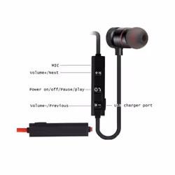 Wireless binaural stereo sports Bluetooth headset ear hanging running - Black