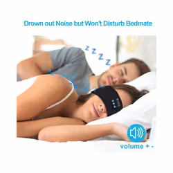 Wireless Bluetooth Headset Sport Sleep Headband 5.0 Earbuds Eye Mask - Black Headband