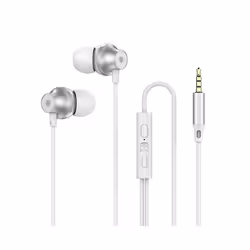 Wired Headphones with Microphone Mic 3.5 Stereo Earbuds with Bass Headphone - 3.5mm silvery