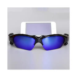 Fashion Stereo Earphones Wireless Headphones with Mic Polarized Sunglasses - Blue