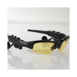 Fashion Stereo Earphones Wireless Headphones with Mic Polarized Sunglasses - Yellow