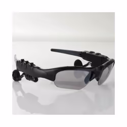 Fashion Stereo Earphones Wireless Headphones with Mic Polarized Sunglasses - Black