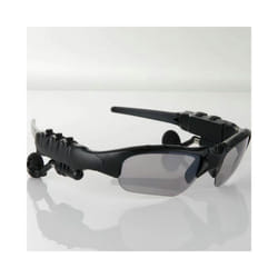 Fashion Stereo Earphones Wireless Headphones with Mic Polarized Sunglasses - Black