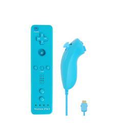 For Nintendo Wii/Wii U Joystick 2 in 1 Wireless Nunchuck Remote Gamepad - blue