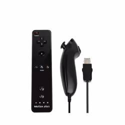 For Nintendo Wii/Wii U Joystick 2 in 1 Wireless Nunchuck Remote Gamepad - black