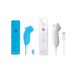 For Nintendo Wii/Wii U Joystick 2 in 1 Wireless Nunchuck Remote Gamepad - black white set