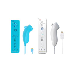 For Nintendo Wii/Wii U Joystick 2 in 1 Wireless Nunchuck Remote Gamepad - black white set