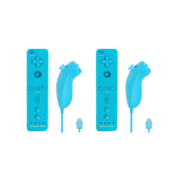 For Nintendo Wii/Wii U Joystick 2 in 1 Wireless Nunchuck Remote Gamepad - blue 2set