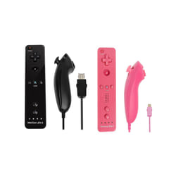 For Nintendo Wii/Wii U Joystick 2 in 1 Wireless Nunchuck Remote Gamepad - black red