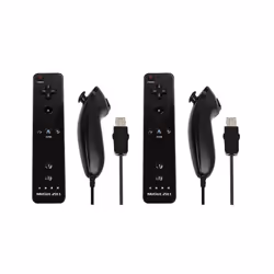 For Nintendo Wii/Wii U Joystick 2 in 1 Wireless Nunchuck Remote Gamepad - black 2set