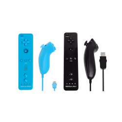 For Nintendo Wii/Wii U Joystick 2 in 1 Wireless Nunchuck Remote Gamepad - blue black set