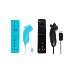 For Nintendo Wii/Wii U Joystick 2 in 1 Wireless Nunchuck Remote Gamepad - blue black set