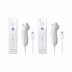 For Nintendo Wii/Wii U Joystick 2 in 1 Wireless Nunchuck Remote Gamepad - white 2set