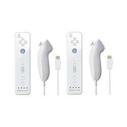 For Nintendo Wii/Wii U Joystick 2 in 1 Wireless Nunchuck Remote Gamepad - white 2set