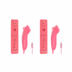 For Nintendo Wii/Wii U Joystick 2 in 1 Wireless Nunchuck Remote Gamepad - red 2set