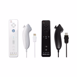 For Nintendo Wii/Wii U Joystick 2 in 1 Wireless Nunchuck Remote Gamepad - white black set