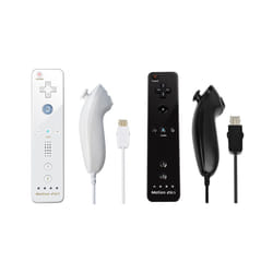 For Nintendo Wii/Wii U Joystick 2 in 1 Wireless Nunchuck Remote Gamepad - white black set