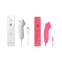 For Nintendo Wii/Wii U Joystick 2 in 1 Wireless Nunchuck Remote Gamepad - white red set