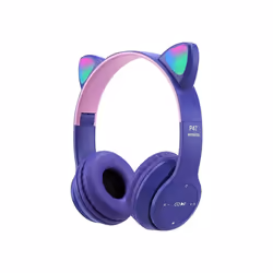 Cute Cat Ear Bluetooth Compatible Headset with LED Wireless Headset Children - PURPLE