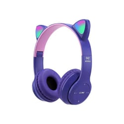 Cute Cat Ear Bluetooth Compatible Headset with LED Wireless Headset Children - PURPLE