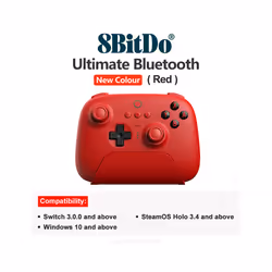8BitDo - Ultimate Wireless Bluetooth Controller Gamepad with Charging - Red
