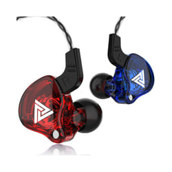 QKZ AK6 HiFi Wired EarphoneRace Sport Headphone Bass Stereo Noise Reduction - RED-Blue Mic