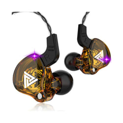 QKZ AK6 HiFi Wired EarphoneRace Sport Headphone Bass Stereo Noise Reduction - Yellow With mic