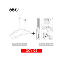 QCY C1 C2 Wireless Headphone Bluetooth 5.2 Magnetic Neckband Earphones - C2 White with pen