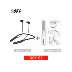 QCY C1 C2 Wireless Headphone Bluetooth 5.2 Magnetic Neckband Earphones - C2 Black with pen