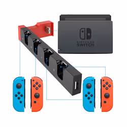for Nintendo Switch JoyCon Charging Dock Hub USB Controller Charger Dock - Red Black