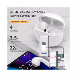 Air Pro6 Tws Smart Touch Control Wireless Headphones Bluetooth 5.2 Earphones - White