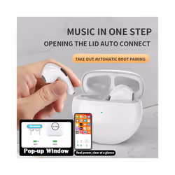 Air Pro6 Tws Smart Touch Control Wireless Headphones Bluetooth 5.2 Earphones - Black