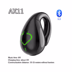 AX11 Bone Conduction Wireless Headphones IPX5 Waterproof Single Ear Clip - Black
