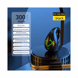 AX11 Bone Conduction Wireless Headphones IPX5 Waterproof Single Ear Clip - Black