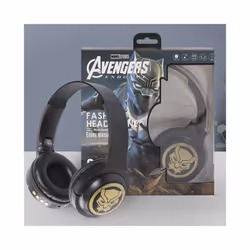 Wireless Bluetooth Headphones HIFI Surround Sound Foldable Laptop Headsets - Black panther