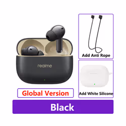 New Realme Buds T300 True Wireless Earphone 30dB Active Noise Cancelling - GL Black n White