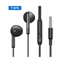 TOPK 3.5mm Wired Earphone with Microphone Wire-controlled in-ear Headphone - Black